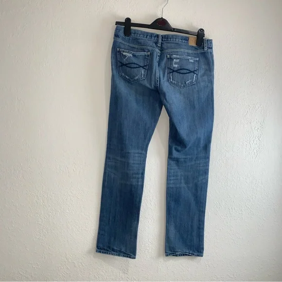Abercrombie and Fitch Erin Distressed Mid Rise 90’s Jeans Size 6 S (short) blue - Picture 3 of 15